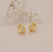 Load image into Gallery viewer, Celine Double Huggie Hoops
