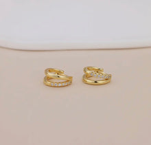 Load image into Gallery viewer, Celine Double Huggie Hoops
