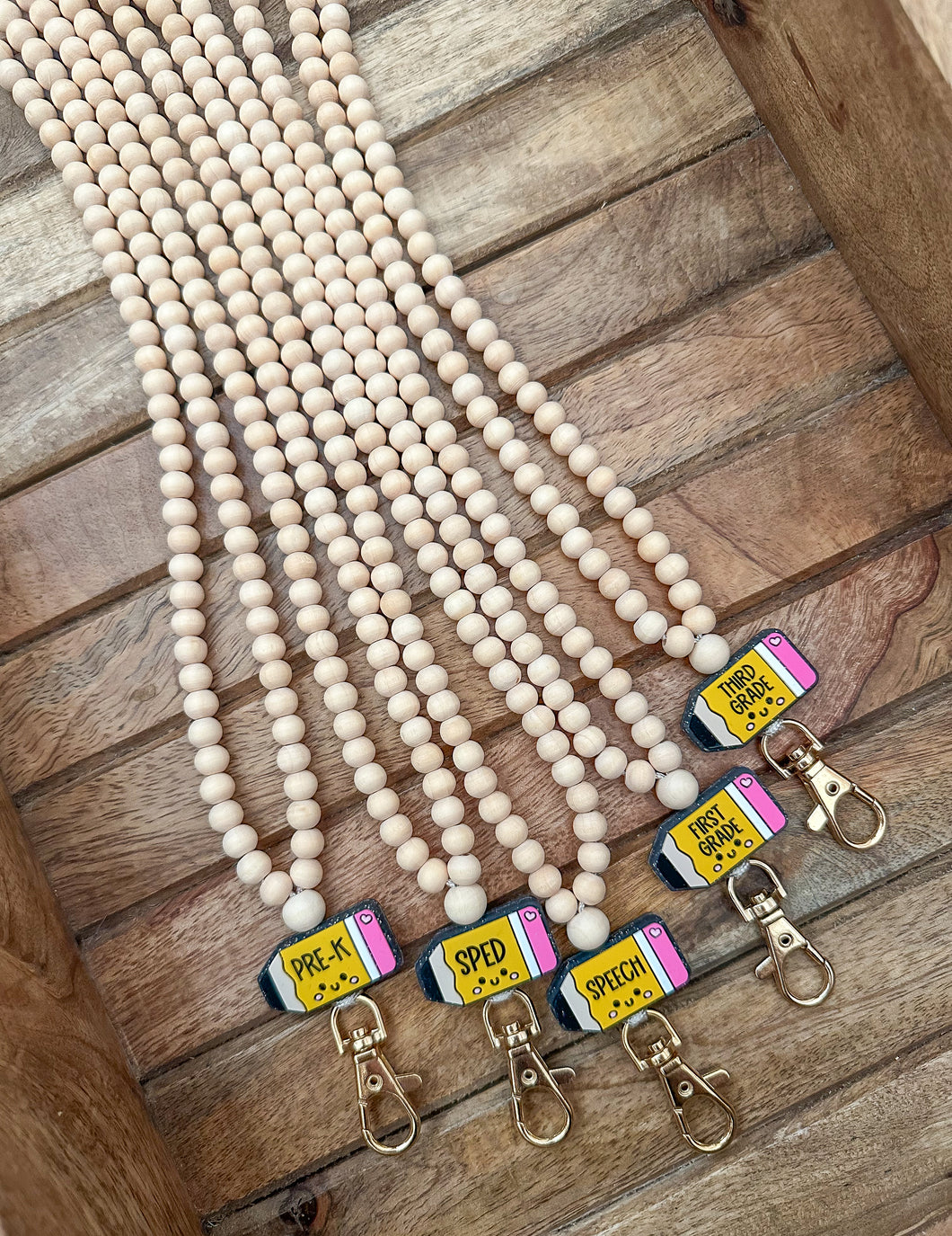*Penelope Pencil Wood Bead Lanyard*
