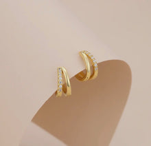 Load image into Gallery viewer, Celine Double Huggie Hoops
