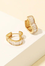 Load image into Gallery viewer, Bailey Baguette Heart Hoops
