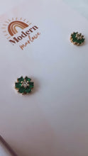 Load and play video in Gallery viewer, Emerald Flower Stud Earrings
