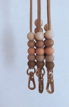 Load image into Gallery viewer, Neutral Wood and Silicone Bead Lanyard, Beaded Breakaway Lanyard, Neutral Teacher Lanyard
