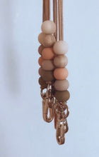 Load image into Gallery viewer, Neutral Wood and Silicone Bead Lanyard, Beaded Breakaway Lanyard, Neutral Teacher Lanyard
